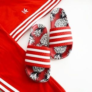 pineapple adidas slides